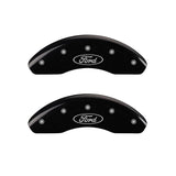 MGP 4 Caliper Covers Engraved Front & Rear Oval logo/Ford Black finish silver ch - 10210SFRDBK