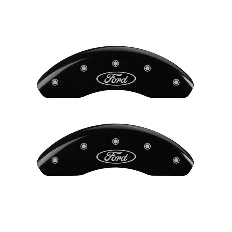 MGP Front set 2 Caliper Covers Engraved Front Oval logo/Ford Black finish silver ch - 10228FFRDBK