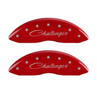 MGP 4 Caliper Covers Engraved Front Cursive/Challenger Engraved Rear RT Red finish silver ch - 12001SCLRRD