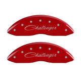 MGP 4 Caliper Covers Engraved Front & Rear Cursive/Challenger Red finish silver ch - 12181SCLSRD