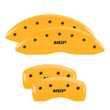 MGP 4 Caliper Covers Engraved Front & Rear Chevy Racing Yellow Power Coat Finish Black Characters - 13007SBRCYL