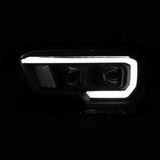 ANZO 2016-2017 Toyota Tacoma Projector Headlights w/ Plank Style Switchback Black w/ Amber - 111396