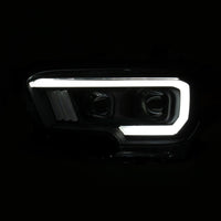 ANZO 2016-2017 Toyota Tacoma Projector Headlights w/ Plank Style Switchback Black w/ Amber - 111396