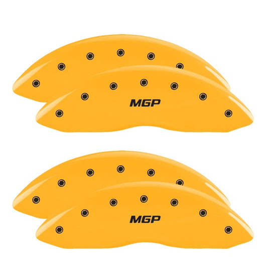 MGP 4 Caliper Covers Engraved Front & Rear MGP Yellow Finish Black Char 2006 Ford F-350 Super Duty - 10056SMGPYL