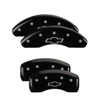 MGP 4 Caliper Covers Engraved F & R Chevy Racing Black Finish Silver Char 2019 Chevrolet Camaro - 14241SBRCBK
