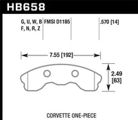Hawk 06-10 Chevy Corvette (Improved Pad Design) Front HPS Sreet Brake Pads - HB658F.570