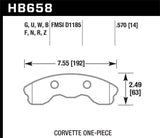 Hawk 06-10 Chevy Corvette (Improved Pad Design) Front HP+ Sreet Brake Pads - HB658N.570
