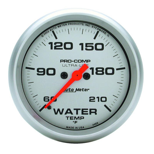 Autometer Ultra-Lite 66.7mm Full Sweep Electronic 60-210 Degree F Water Temperature Gauge - 4469