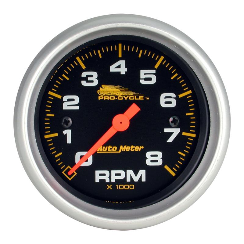 Autometer Pro-Cycle Gauge Tach 2 5/8in 8K Rpm 2&4 Cylinder Black - 19324