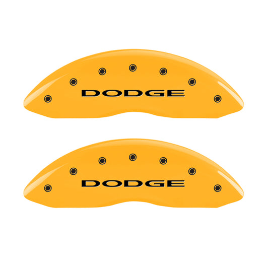MGP Front set 2 Caliper Covers Engraved Front With out stripes/Dodge Yellow finish black ch - 12002FDD4YL