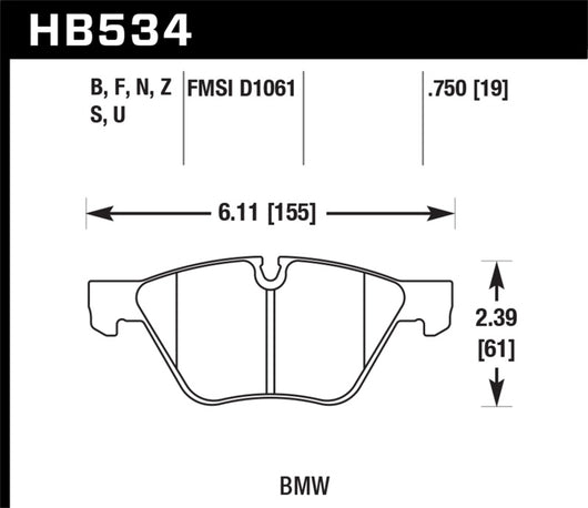 Hawk HP+ Street Brake Pads - HB534N.750