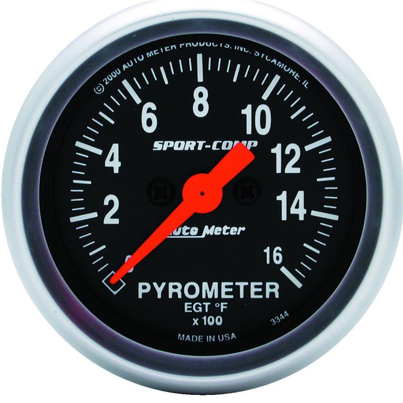 Autometer Sport-Comp 52mm 0-1600 Deg F Electronic EGT Gauge Kit - 3344
