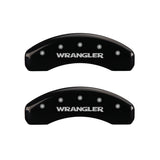 MGP 4 Caliper Covers Engraved Front & Rear WRANGLER Black finish silver ch - 42014SWRGBK