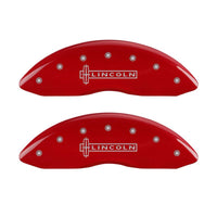 MGP 4 Caliper Covers Engraved Front & Rear Lincoln Red finish silver ch - 36013SLCNRD