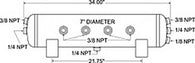 Firestone Air Tank 5 Gallon 7in. x 34in. (6) 3/8in. NPT Ports 150 PSI Max - Black (WR17609242) - 9242