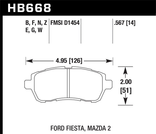 Hawk 11 Ford Fiesta S/SE/SL Blue 9012 Front Race Brake Pads - HB668E.567