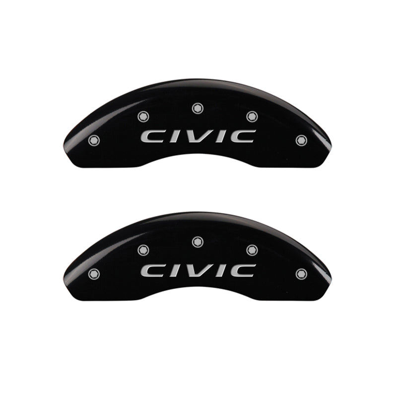 MGP 4 Caliper Covers Engraved Front 2016/CIVIC Engraved Rear 2016/CIVIC Black finish silver ch - 20218SCVCBK