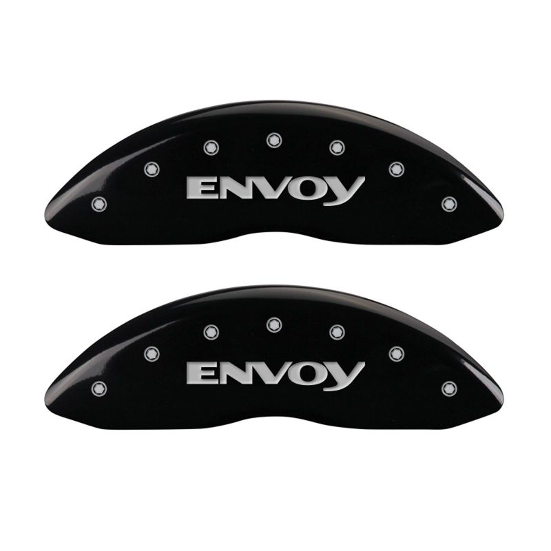 MGP 4 Caliper Covers Engraved Front & Rear Envoy Black finish silver ch - 34004SEVYBK