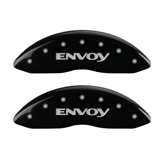 MGP 4 Caliper Covers Engraved Front & Rear Envoy Black finish silver ch - 34005SEVYBK