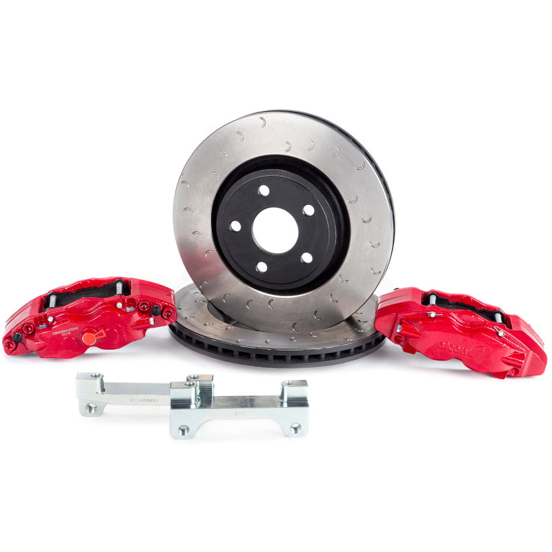 Alcon 07+ Jeep JK 350x32mm Rotors 4-Piston Red Calipers Front Brake Upgrade Kit - BKF5459AX02
