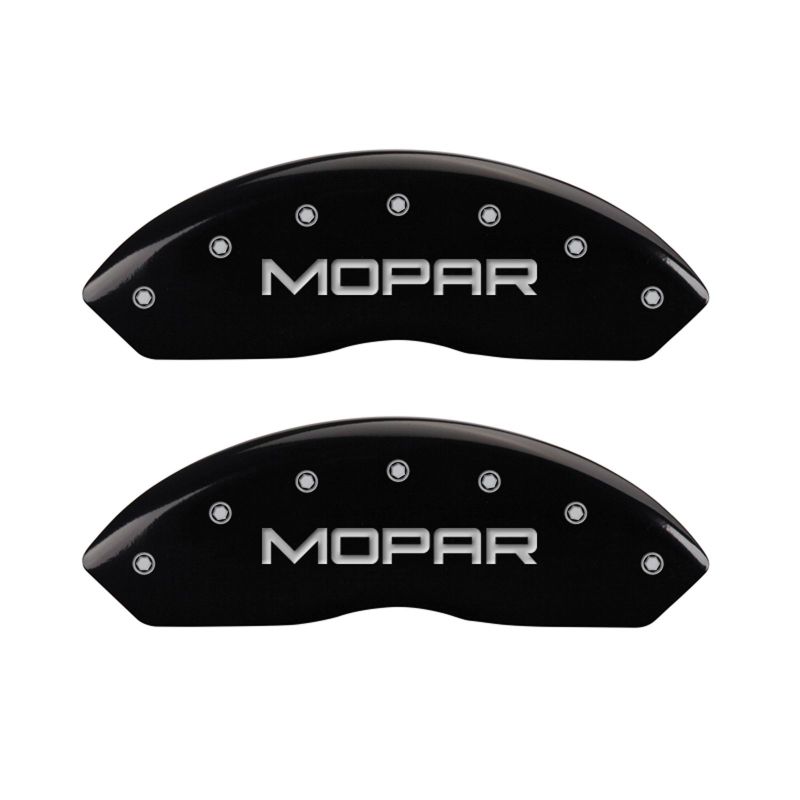 MGP 4 Caliper Covers Engraved Front & Rear MOPAR Black finish silver ch - 12200SMOPBK