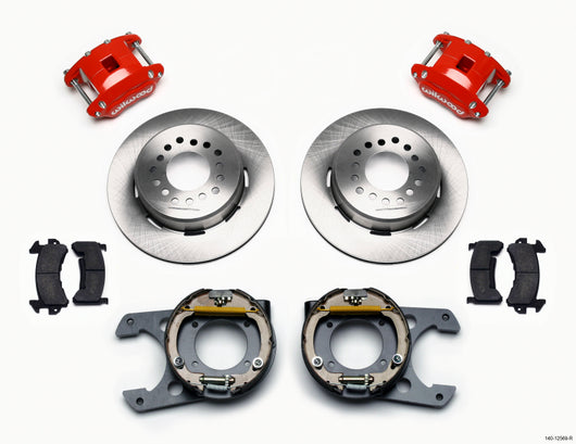 Wilwood D154 P/S Park Brake Kit Red Chevy C-10 2.42 Offset 5-lug - 140-12569-R