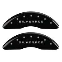 MGP 4 Caliper Covers Engraved Front & Rear Silverado Black finish silver ch - 14173SSILBK