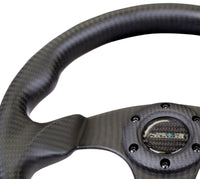 NRG Carbon Fiber Steering Wheel (320mm) Flat Bottom Matte Black Carbon - ST-009CF/MB