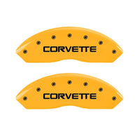 MGP 4 Caliper Covers Engraved F & R C4/Corvette Yellow Finish Black Char 1988 Chevrolet Corvette - 13013SCV4YL