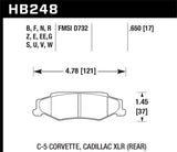 Hawk 97-12 Corvette/01-04 Z06/05-09 Z51 DTC-30 Race Rear Brake Pads - HB248W.650