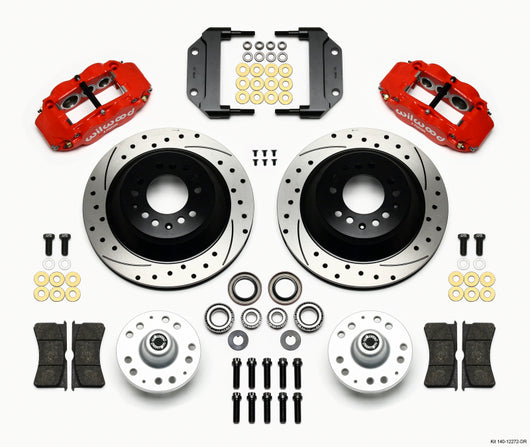 Wilwood Narrow Superlite 6R Front Hub & 1PC Rtr Kit 12.88in Dril -Red Magnum Force Drop Spindle - 140-12272-DR