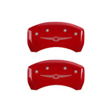 MGP 4 Caliper Covers Engraved Front & Rear Style 1/Chrysler Wing Red finish silver ch - 32010SCW1RD