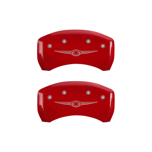 MGP 4 Caliper Covers Engraved Front & Rear Style 1/Chrysler Wing Yellow finish black ch - 32023SCW1YL