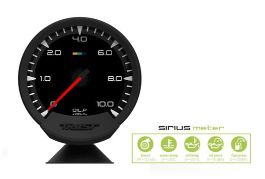 GReddy Sirius Meter - Oil Pressure 0/10.0kPa 74mm Analog Gauge (w/Oil Press Sensor & Harness Set) - 16001733