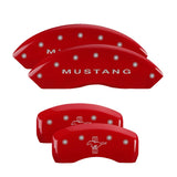 MGP 4 Caliper Covers Engraved Front Mustang Engraved Rear Bar & Pony Red finish silver ch - 10017SMBPRD