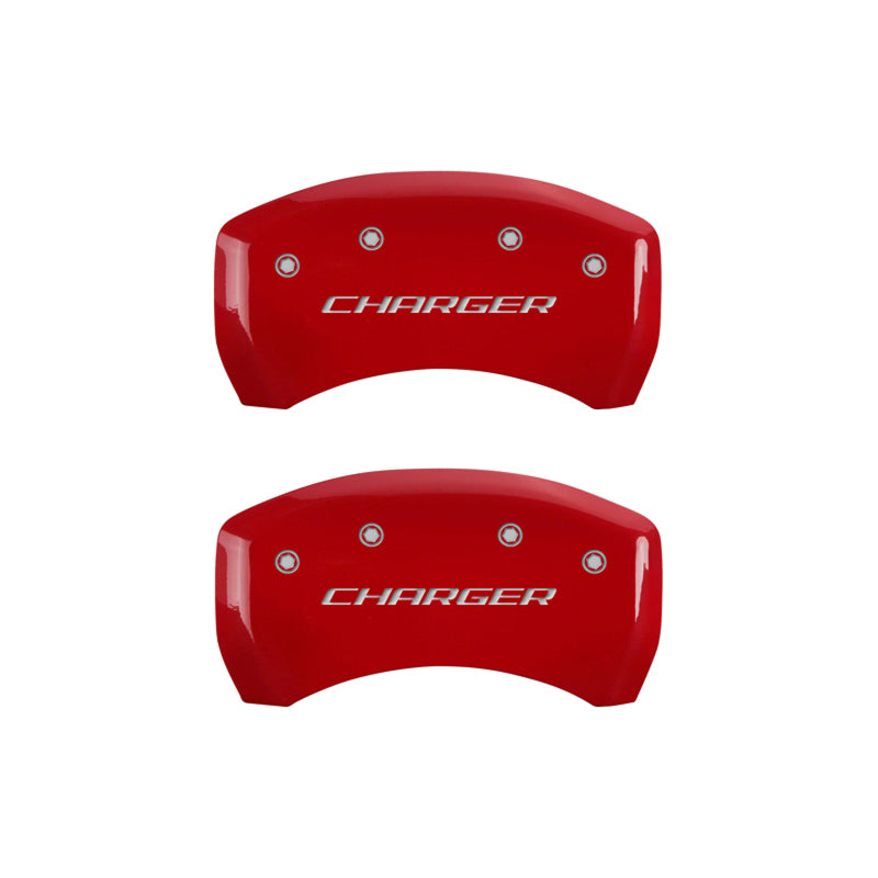 MGP 4 Caliper Covers Engraved Front & Rear Block/Charger Yellow finish black ch - 12162SCHBYL