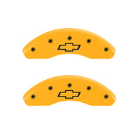 MGP Front set 2 Caliper Covers Engraved Front Bowtie Yellow finish black ch - 14012FBOWYL