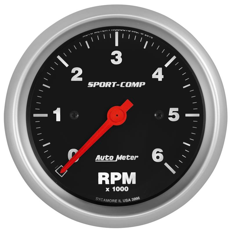 AutoMeter Sport-Comp 3-3/8in. 0-6K RPM In-Dash Tachometer Gauge - 3996