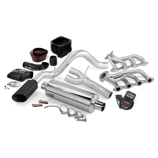 Banks Power 99-01 Chevy 4.8-5.3L Non-Air Inj 1500-SCSB PowerPack Sys - SS Single Exh w/ Black Tip - 48050-B