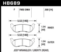 Hawk 03 Jeep Liberty / 03-06 Jeep Wrangler Rubicon Rear Street Brake Pads - HB689F.550