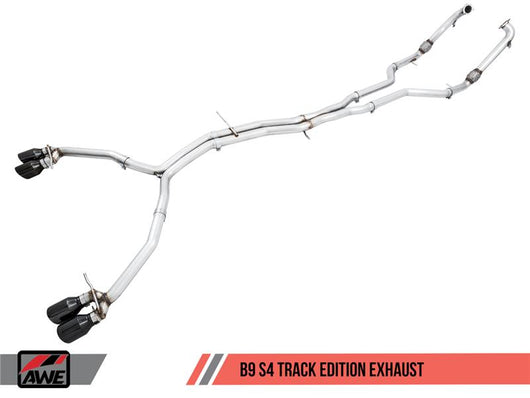 AWE Tuning Audi B9 S4 Track Edition Exhaust - Non-Resonated (Silver 102mm Tips) - 3010-42054