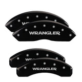 MGP 4 Caliper Covers Engraved Front & Rear Wrangler Black Finish Silver Char 2018 Jeep Wrangler - 42019SWRGBK