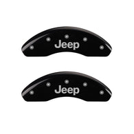 MGP 4 Caliper Covers Engraved Front JEEP Engraved Rear JEEP Grill logo Black finish silver ch - 42016SJPLBK