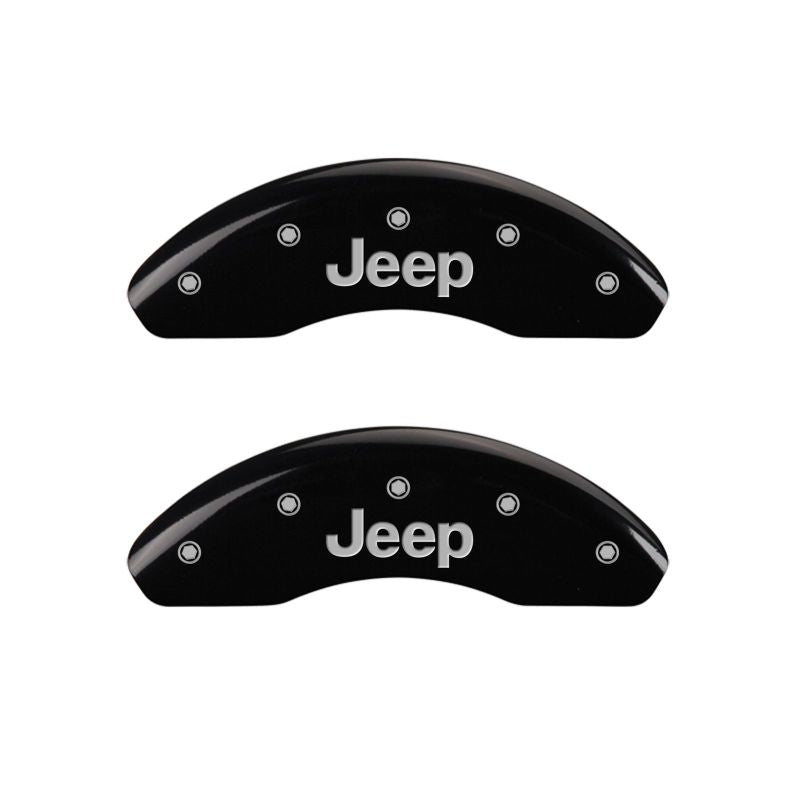 MGP 4 Caliper Covers Engraved Front & Rear JEEP Black finish silver ch - 42016SJEPBK