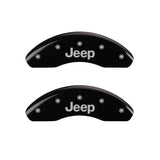MGP 4 Caliper Covers Engraved Front & Rear JEEP Black finish silver ch - 42016SJEPBK