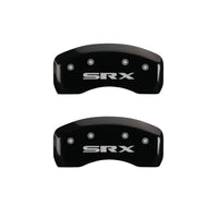 MGP 4 Caliper Covers Engraved Front Cursive/Cadillac Engraved Rear SRX Black finish silver ch - 35002SSRXBK