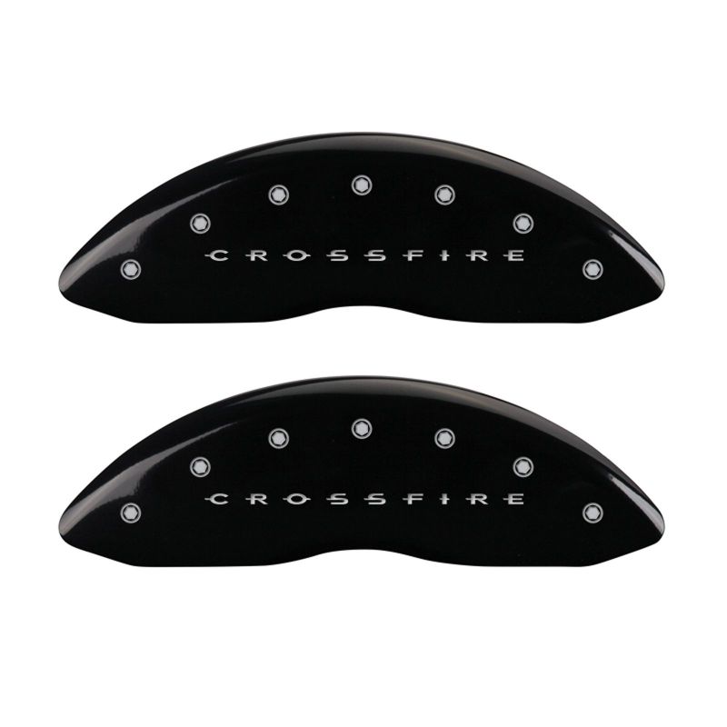 MGP 4 Caliper Covers Engraved Front & Rear Crossfire Black finish silver ch - 32010SCRFBK