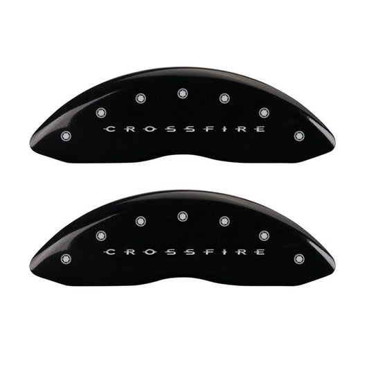 MGP 4 Caliper Covers Engraved Front & Rear Crossfire Black finish silver ch - 32010SCRFBK