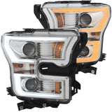 ANZO 2015-2016 Ford F-150 Projector Headlights w/ Plank Style Switchback Chrome w/ Amber - 111358