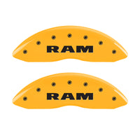 MGP 4 Caliper Covers Engraved Front Ram Rear Ramhead Yellow Finish Black Char 2007 Dodge Durango - 12043SRMHYL
